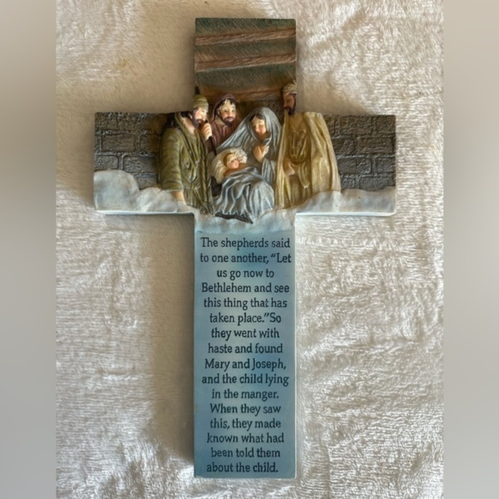 Ceramic Nativity Scene Wall Cross